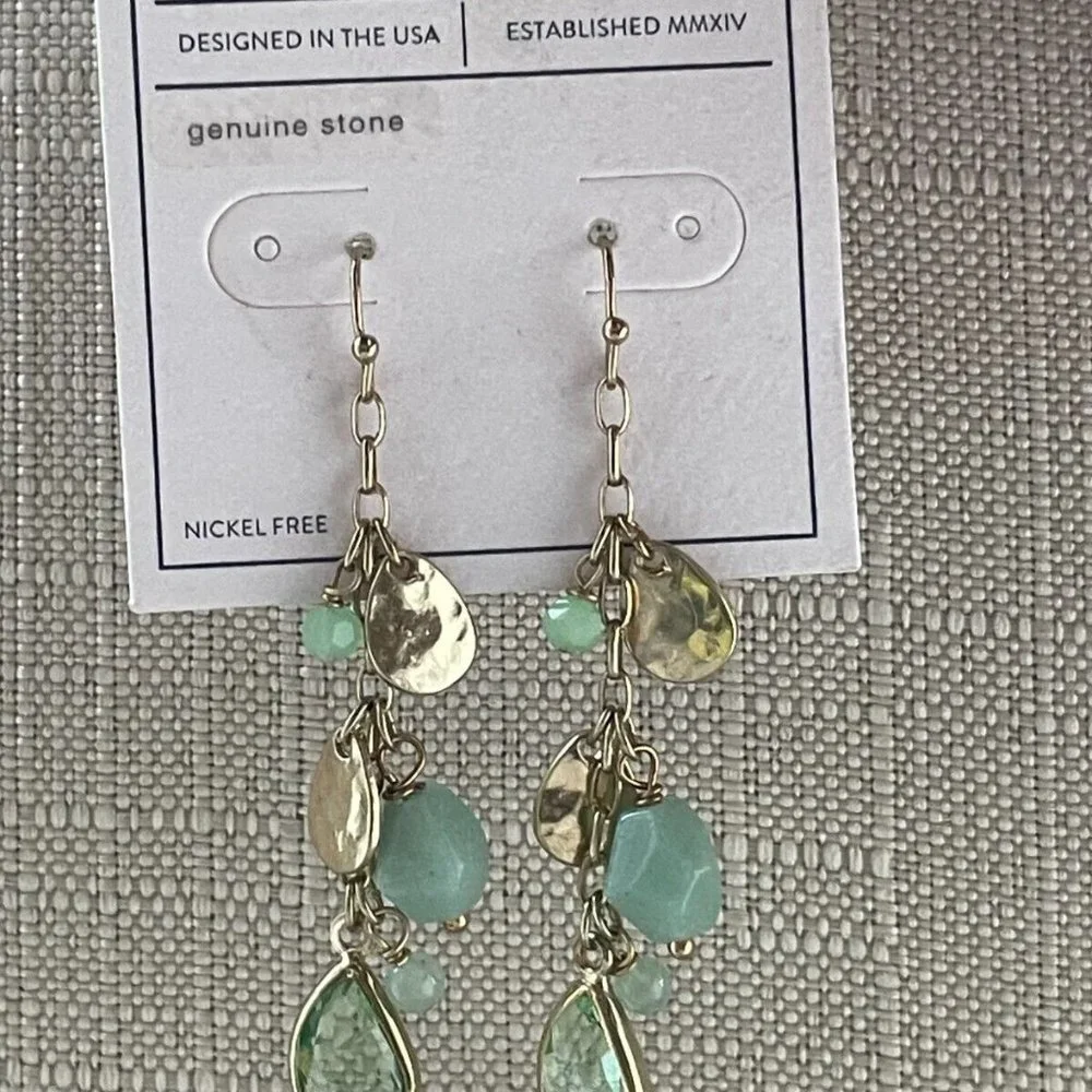 Melrose and Market Women Earrings Genuine Stone Drop Down Ear Jewelry New
